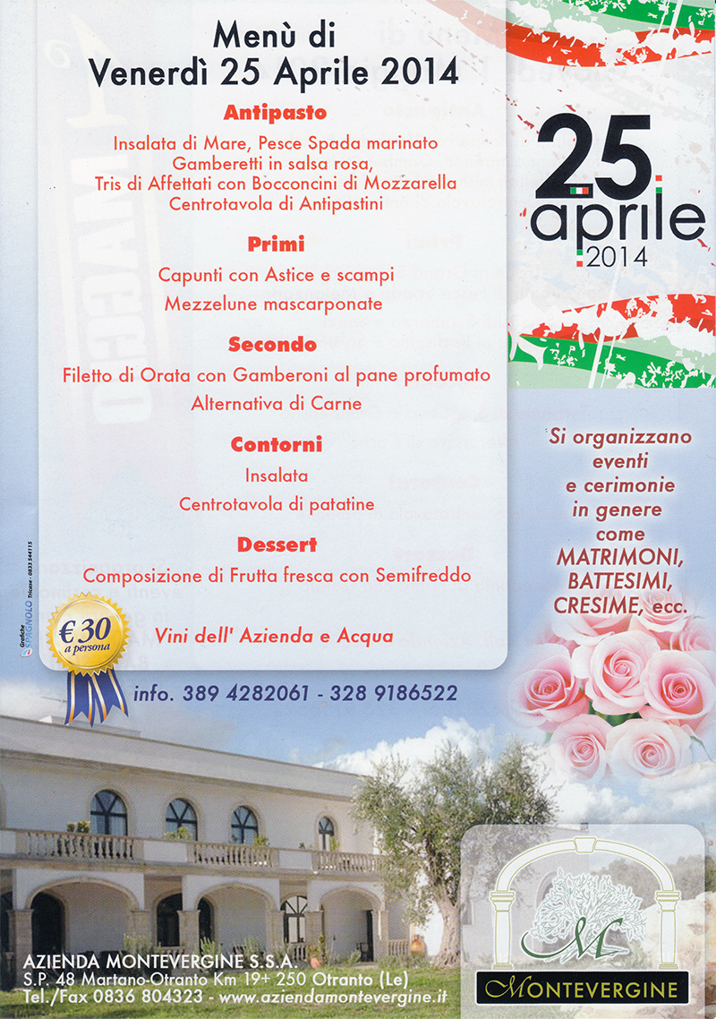 Pranzo del 25 Aprile 2014